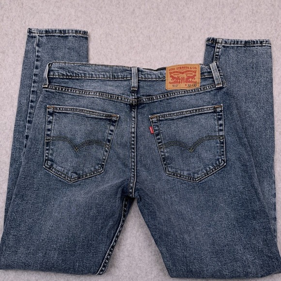 Levi's 512 Slim‎ Taper Jeans Men's 32x31 Blue Stone Wash Denim Stretch Faded - Picture 9 of 10